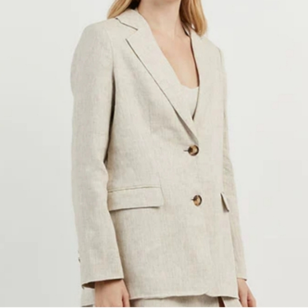 Dissh Arlo Natural Oversized Boyfriend Style Linen Blazer Size 10